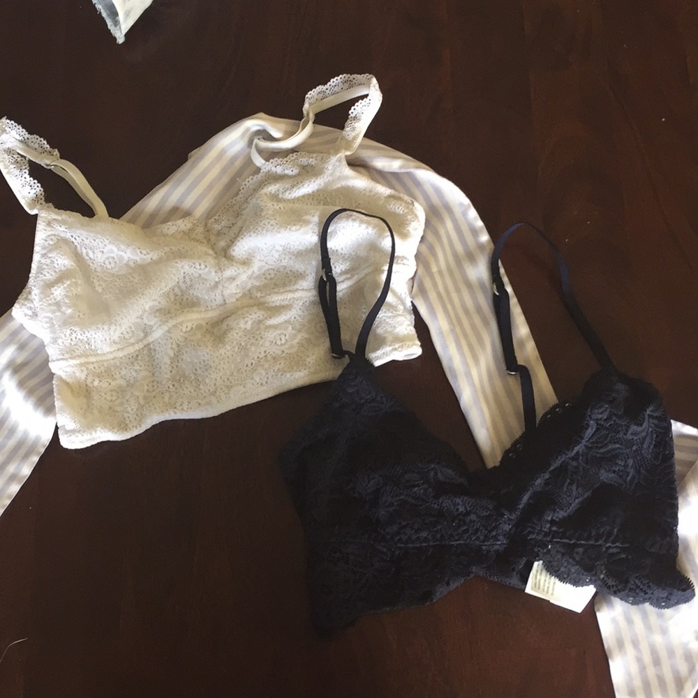 Blue and White Bralettes